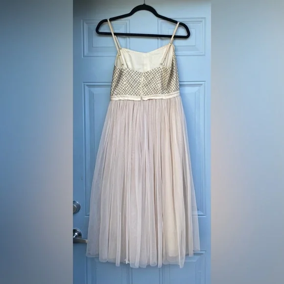 Needle and Thread champagne midi beaded tulle dress - Picture 4 of 6